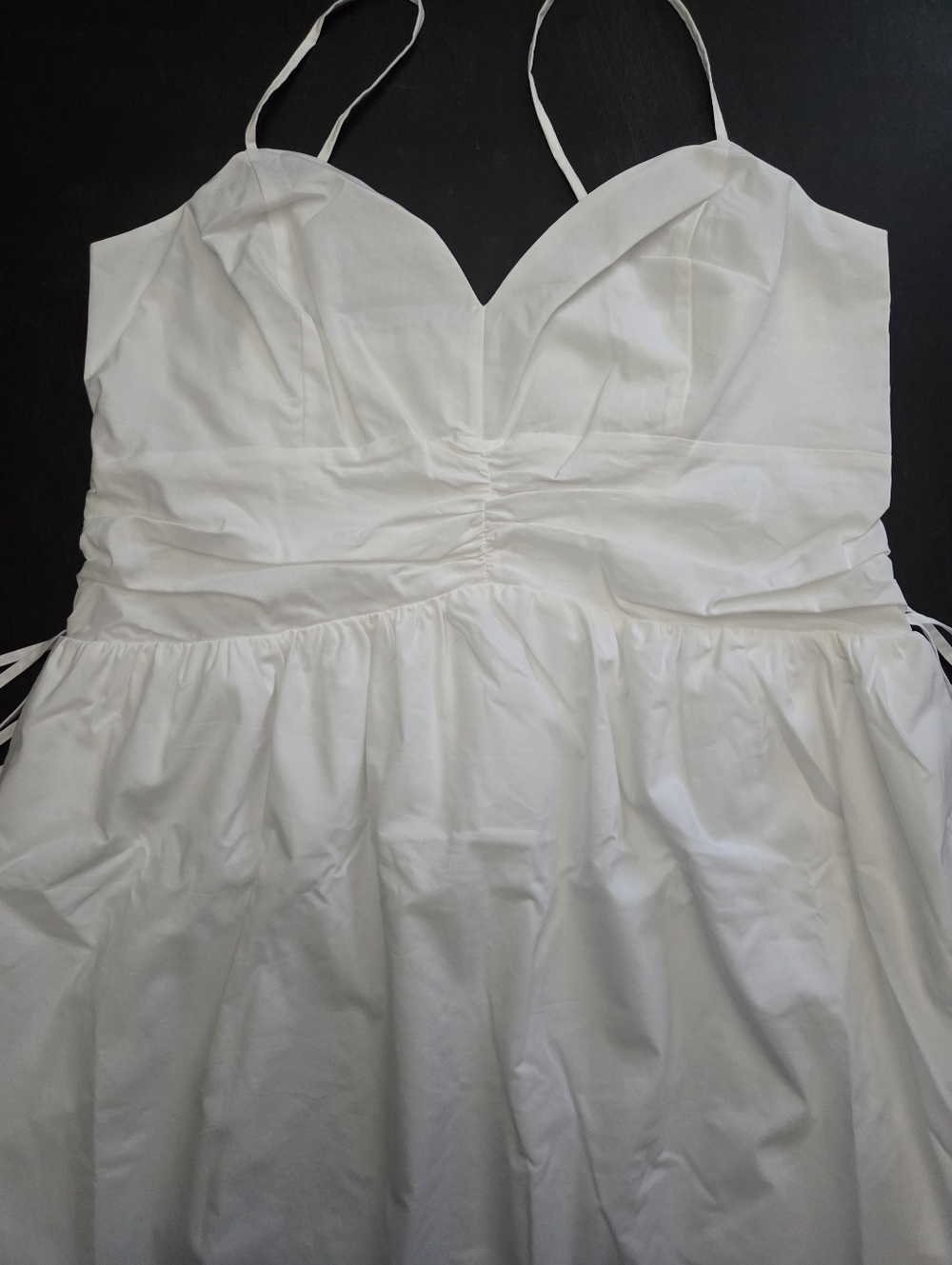 NWT - Express V-Neck Ruched Side Tie Smocked Back Bodice Midi Dress - Size XL - Picture 7 of 16